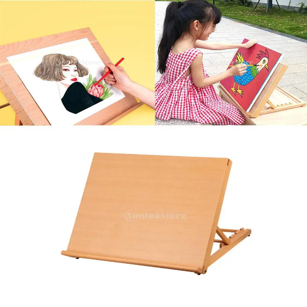 Art Drawing Board Portable Adjustable Beech Wood Sketching Wood Desktop Table Easel for Drawing , , or , Large