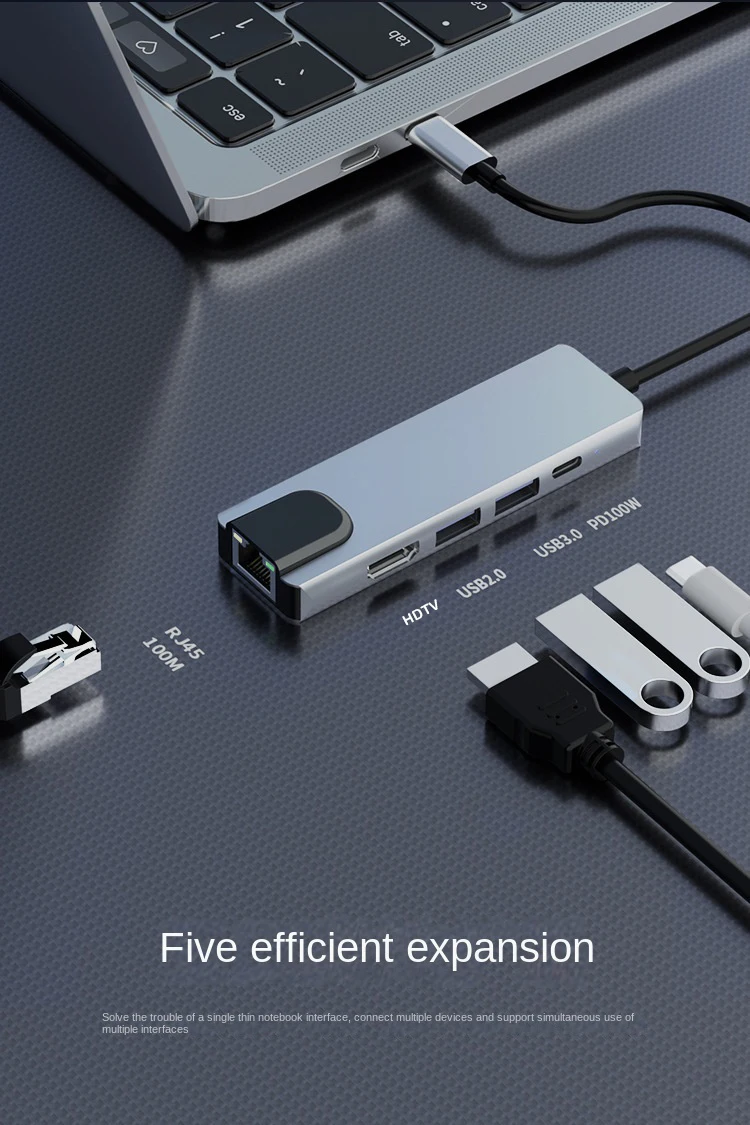 Coolcirc 5 In 1 Type C USB HUB HDTV USB 3.0 2.0 Adapter Docking Station Multi-po