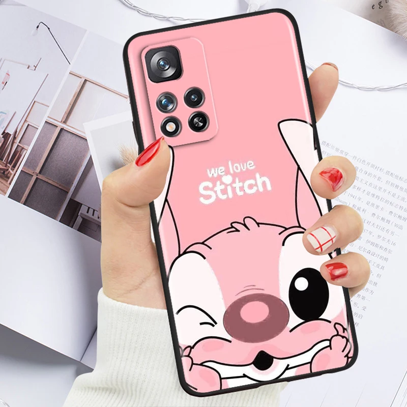 thumbnail image 1 of Anime Stitch Cute Disney For Xiaomi Redmi Note 12 12S Turbo 11 11T 11S 10 10S 9 8 8T 7 Pro Plus 5G Black Phone Case Cover, 1 of 5