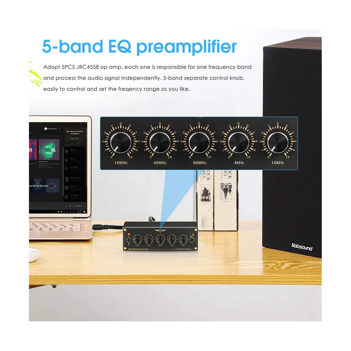 EQ5 2.0 Channel Mni 5-Band Analog EQ Preamp Audio Equalizer Home/Car Audio Processor Stereo Pre-Amplifier