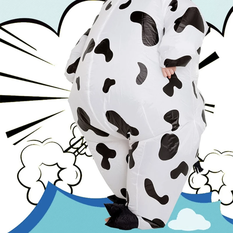 HUYU Inflatable Cow Costume Unisex Activity Party Accs Novelty Practical Joke Props