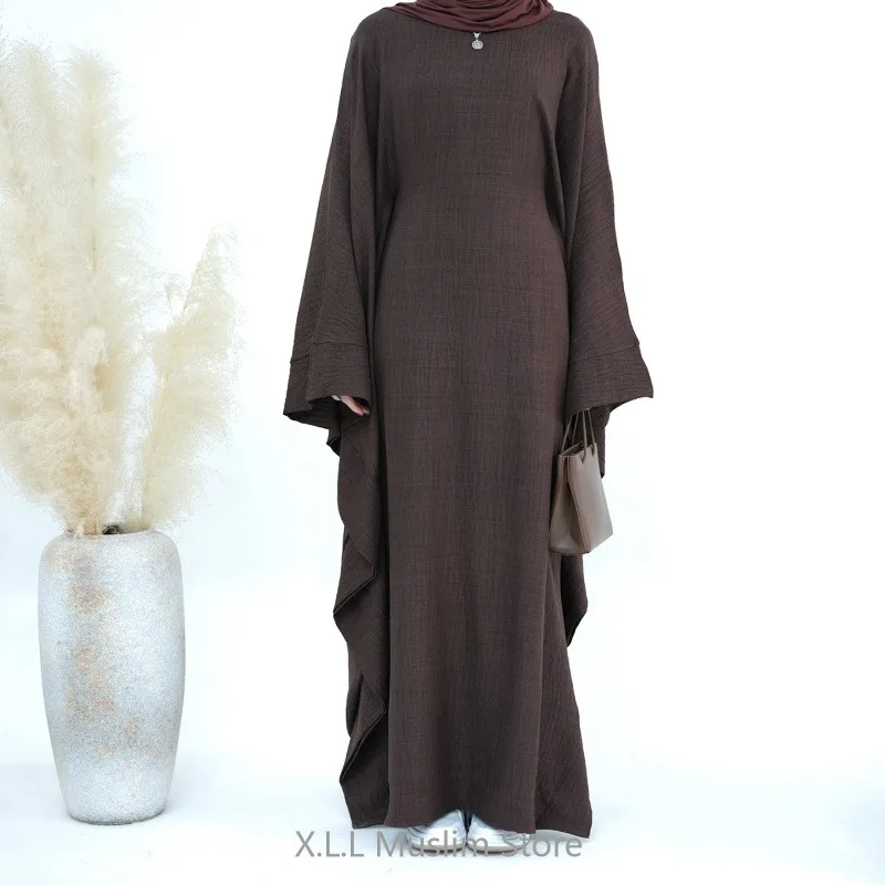 2024 Dubai Eid Ramadan Bat Sleeve Prayer Garment Batwing Abaya Muslim Dress Modest Kebaya Robe Women Clothes Female Musulmane