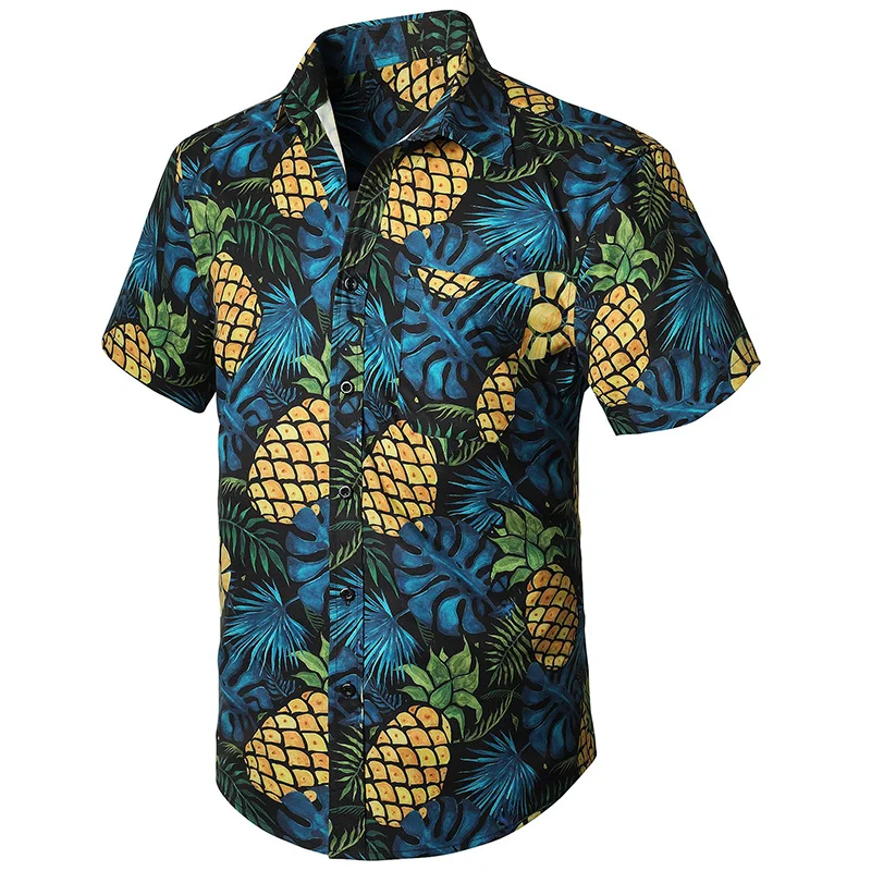 Tropical Floral Shirts for Men Clothing 3D Printing Hawaiian Vacation Shirt Short Sleeve y2k Tops Vintage Clothes Lapel Blouse 2