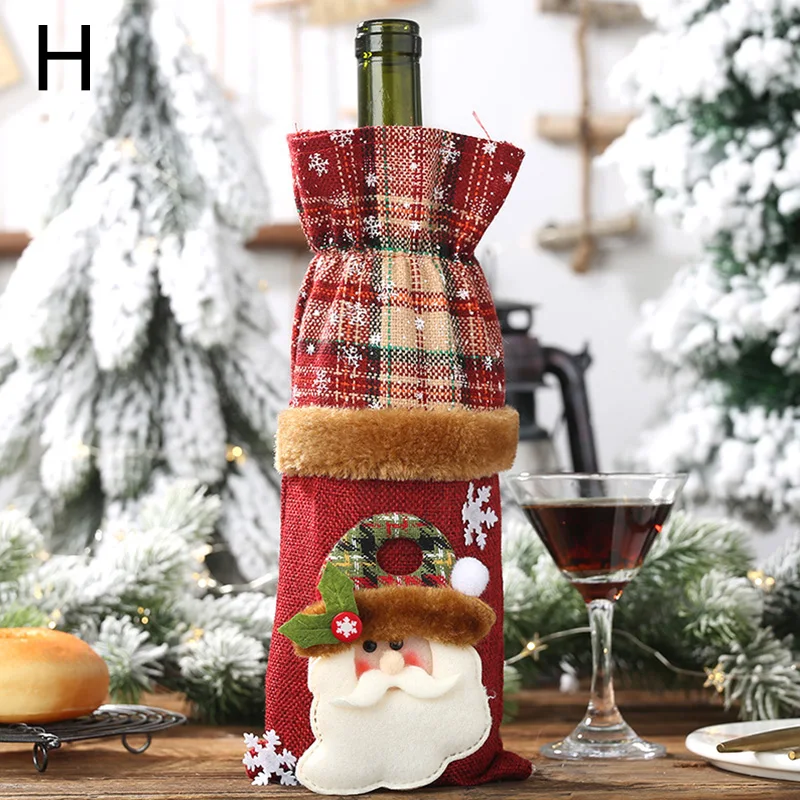 Couverture de bouteilles de vin, décorations de noël, Champagne, vêtements,  sacs cadeaux, nouvel an, dîner à