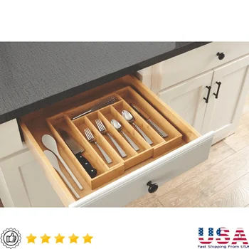 Expandable Bamboo Silverware Organizer 1