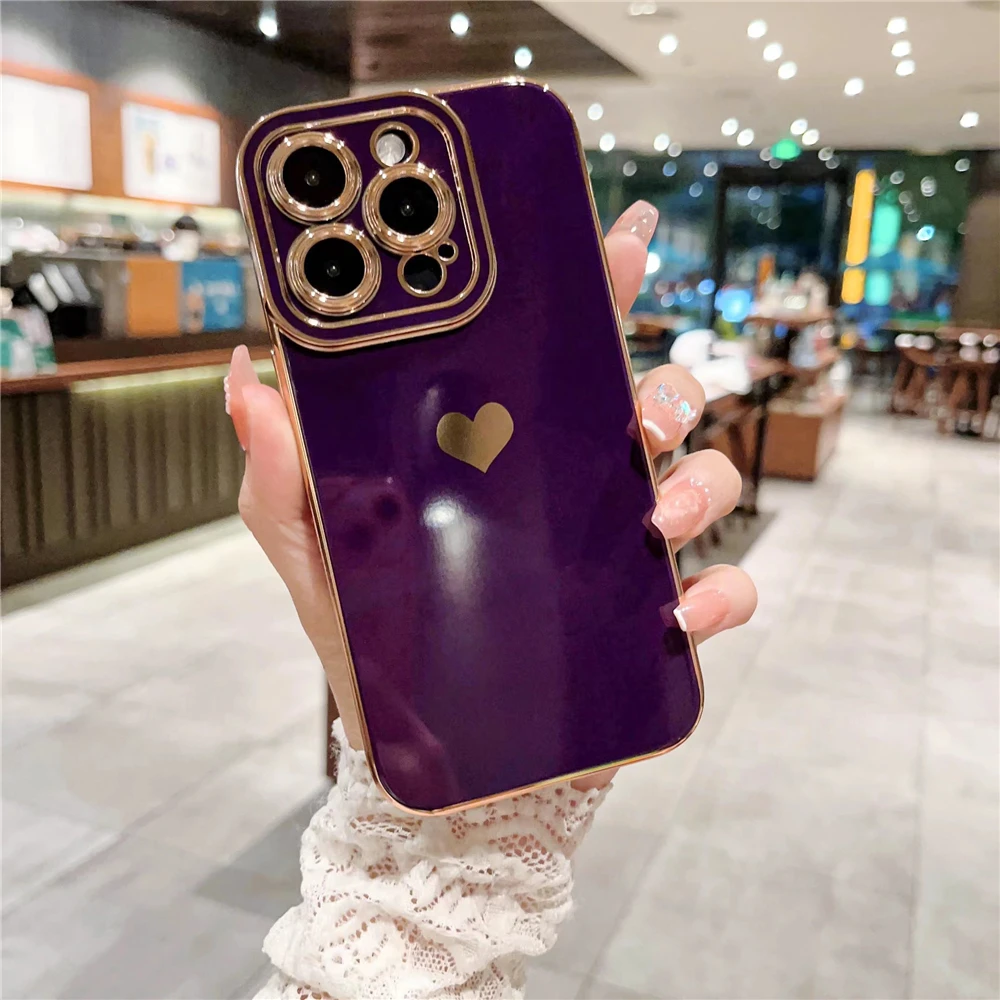 For 15 Pro Max Square Plating Nice Frame Soft Phone Case iPhone 14 13 12 11 X Xs Xr 7 8 Plus Lens Protective_voghion.com