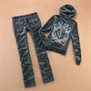Women's Tracksuit Set Crystal Pattern Jacket and Long Pants Warm Two-Piece Set Casual Women's Outfit 6