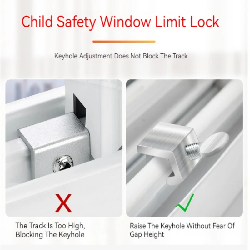 6/8/12PCSAluminum Alloy Door and Window Lock Safety Lock Window Limiter Holder Child Protection Artifact High-rise Accessories