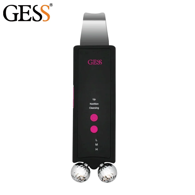 GESS 3-in-1 Microcurrent Facial Device for Anti-Aging Skin Scrubber Face Spatula 3D Facial Roller Massager Handheld Lift S blackhead remover facial cleaner facial scrubber skin scraper