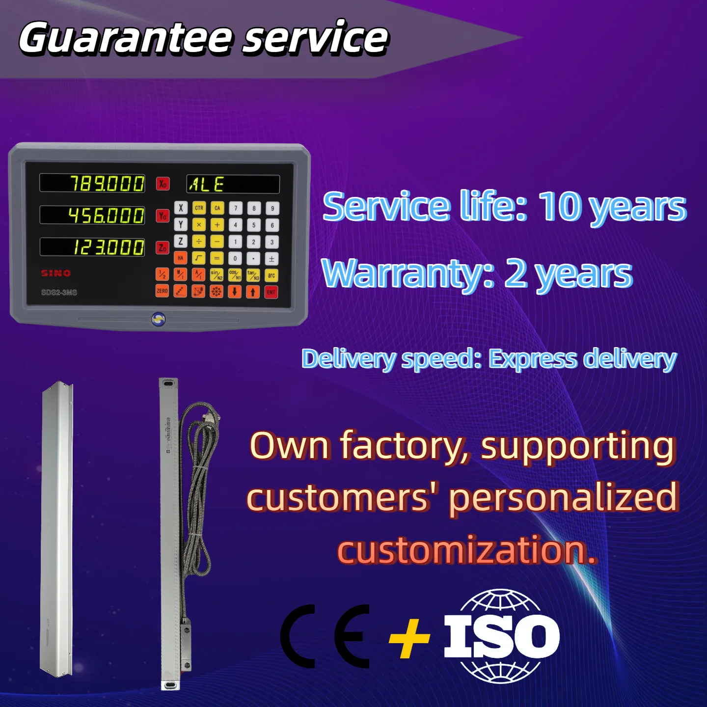 Sino 3 แกน SDS2MS-3MS เครื่องกลึงโลหะ DRO ชุด Digital Readout KA35 KA-300 Linear Scale TTL 0.005 มม.0.001 มม.Optical Encoder ไม้บรรทัด 1