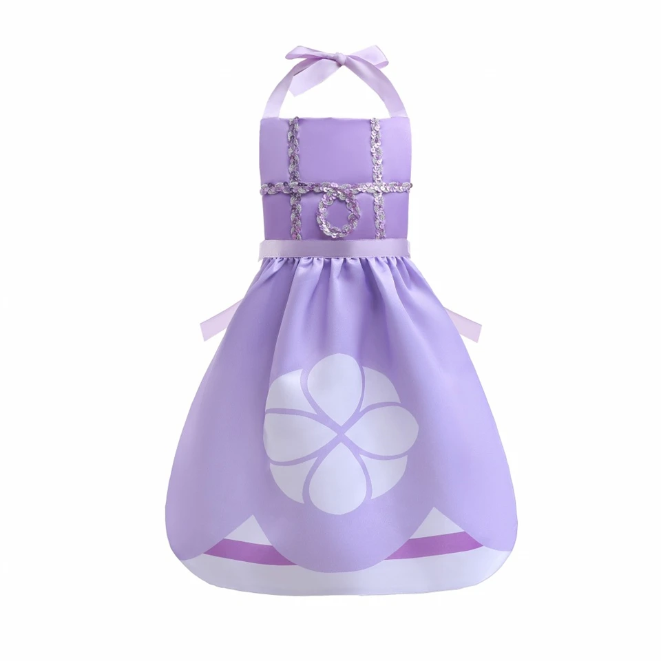 2022 Cartoon Mother Kids Princess Handicraft Art Picnic Outdoor Occasion Sling Apron for Girls Fairy Elsa Anna Princess Costume 6