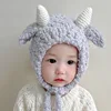Infant Toddler Baby Girls Hats Fleece Sheep  Animal Winter Fleece Pom Pom Animal Character Cartoon Caps Boy Wind Proof Hemlet 4