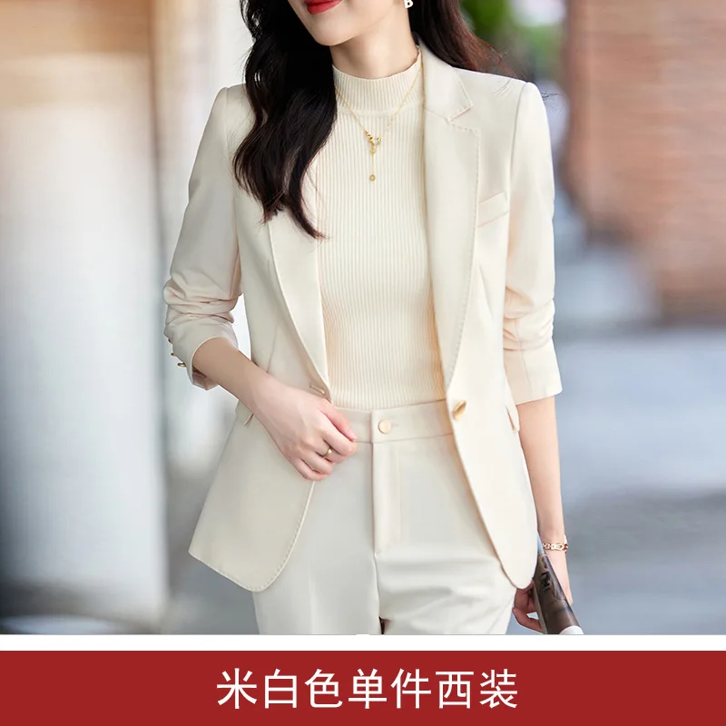 

S-4XL Womens Blazer Suits Spring Autumn Female Cropped Pants 2pcs Sets Long Sleeve Button Fly Slim Casual Ladies Outfits H159