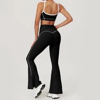 Yoga Set Women Sport Bra Gym Workout Legging High Waist Wide Flare Pant Fitness Sports Shorts Active Wear Suit - Image 2