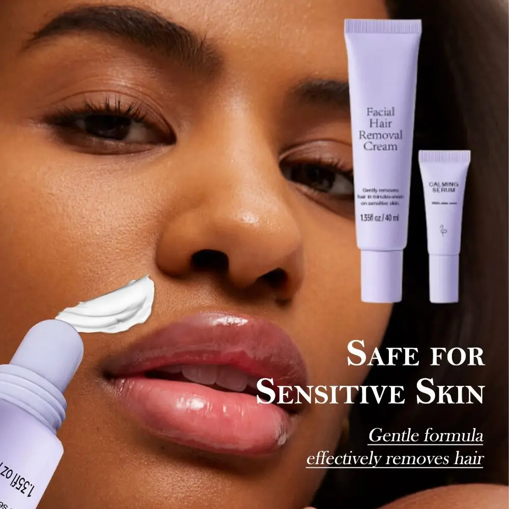 Niet-irriterende gezichtshaarverwijderingscrème, voedende, snelle haarverwijderingscrème met hydraterende essence._voghion.com