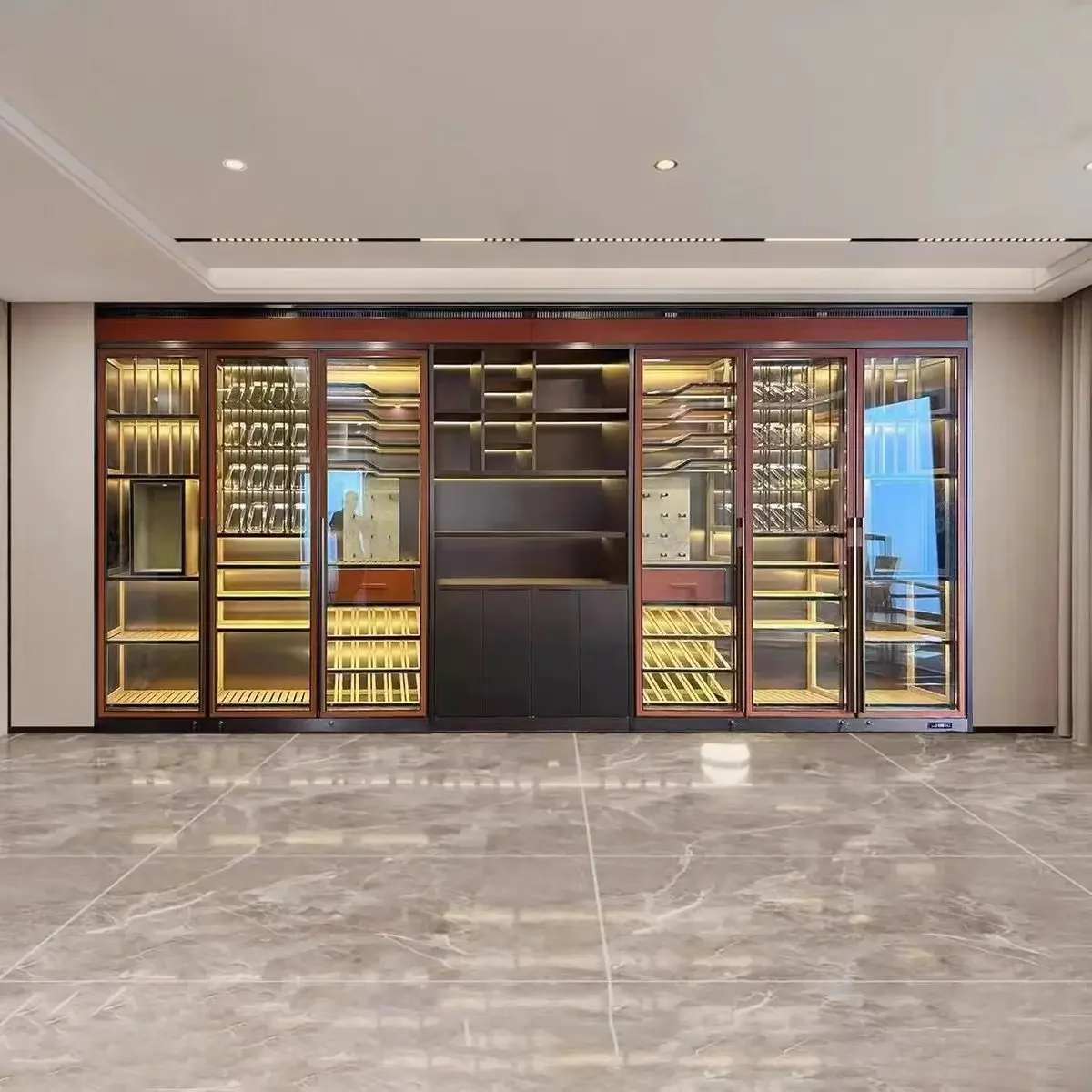 double glass door wine cabinet stainless steel wine storage display bar cabinet cellar