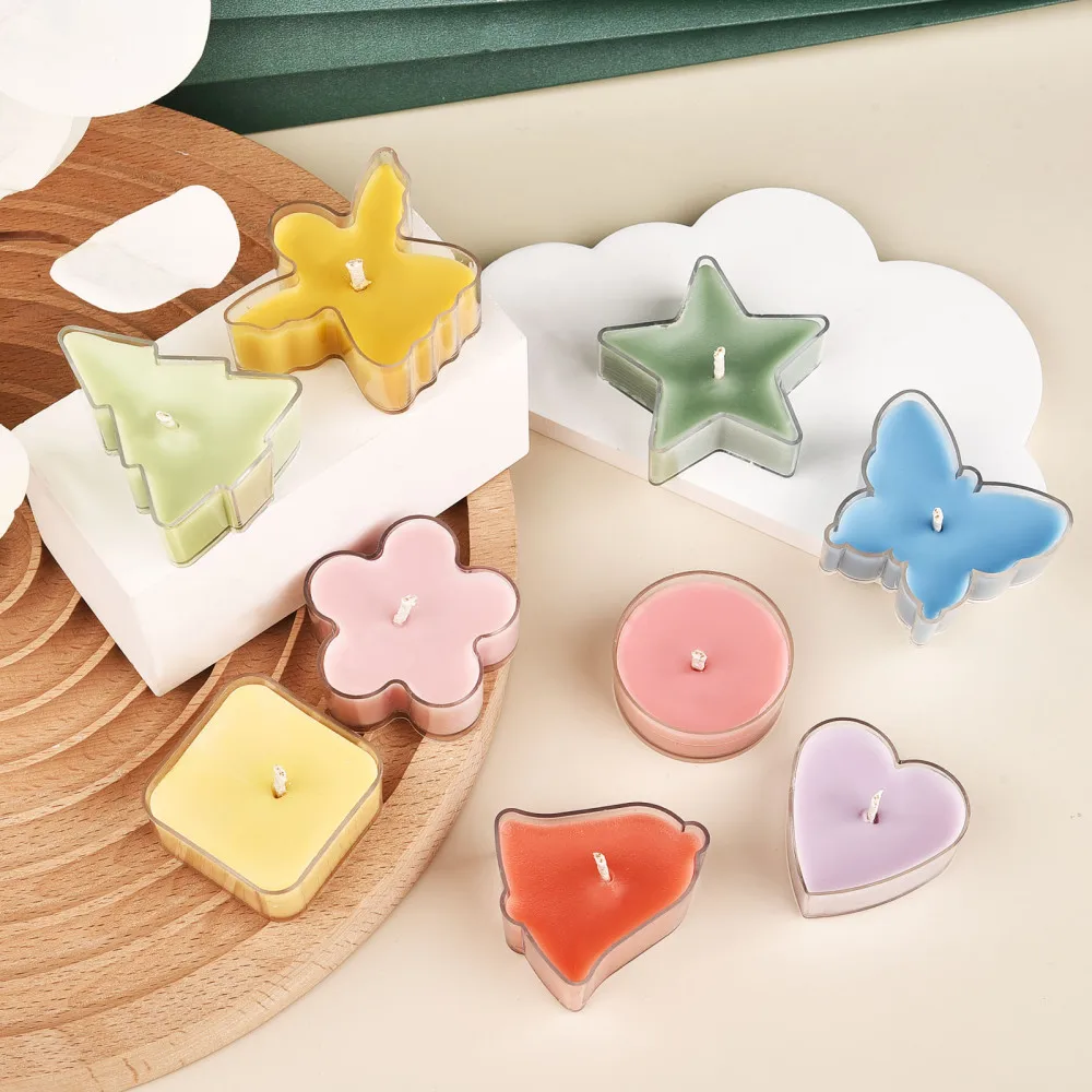 5Pcs/Pack DIY Candle Making Mold Heart Shaped Small Candle Love PC Box Plastic Flame Retardant Wax Box Acrylic Tea Wax Mould