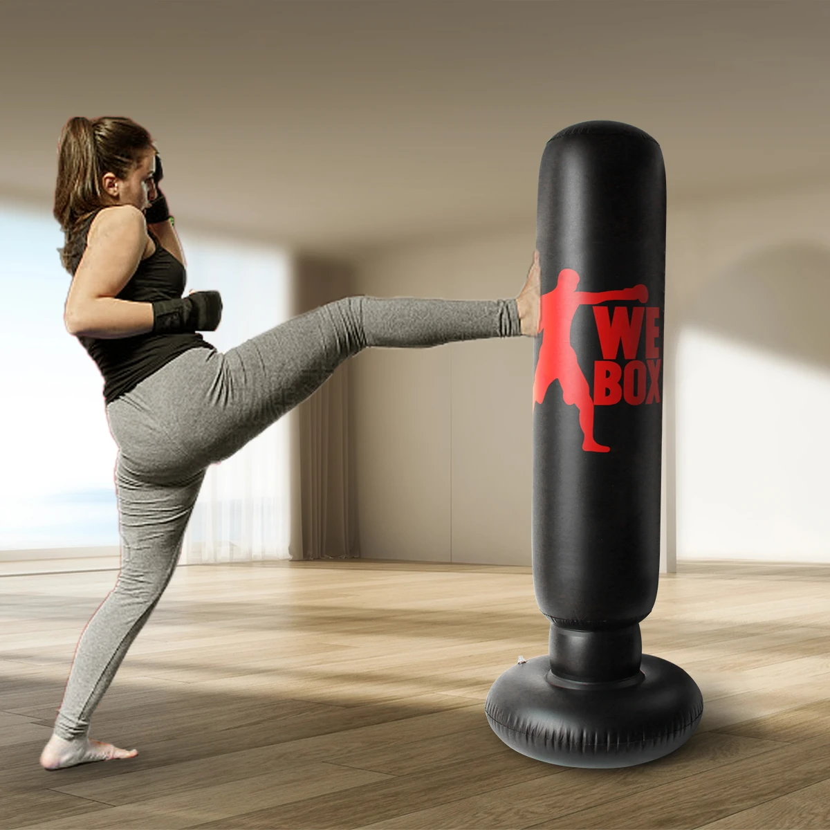 Standing PVC Punching Bag for Adults, Inflatable 160cm Kick Boxing Bag, Kids Punch Bag for Kickboxing, Sandbag for Boys & Girls 2