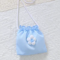 Robe d'été pour filles de 1 à 6 ans, 3 pièces, bleu, sans manches, style A-line, robe décontractée pour enfants avec fleurs en laine 3D + petite poche 5