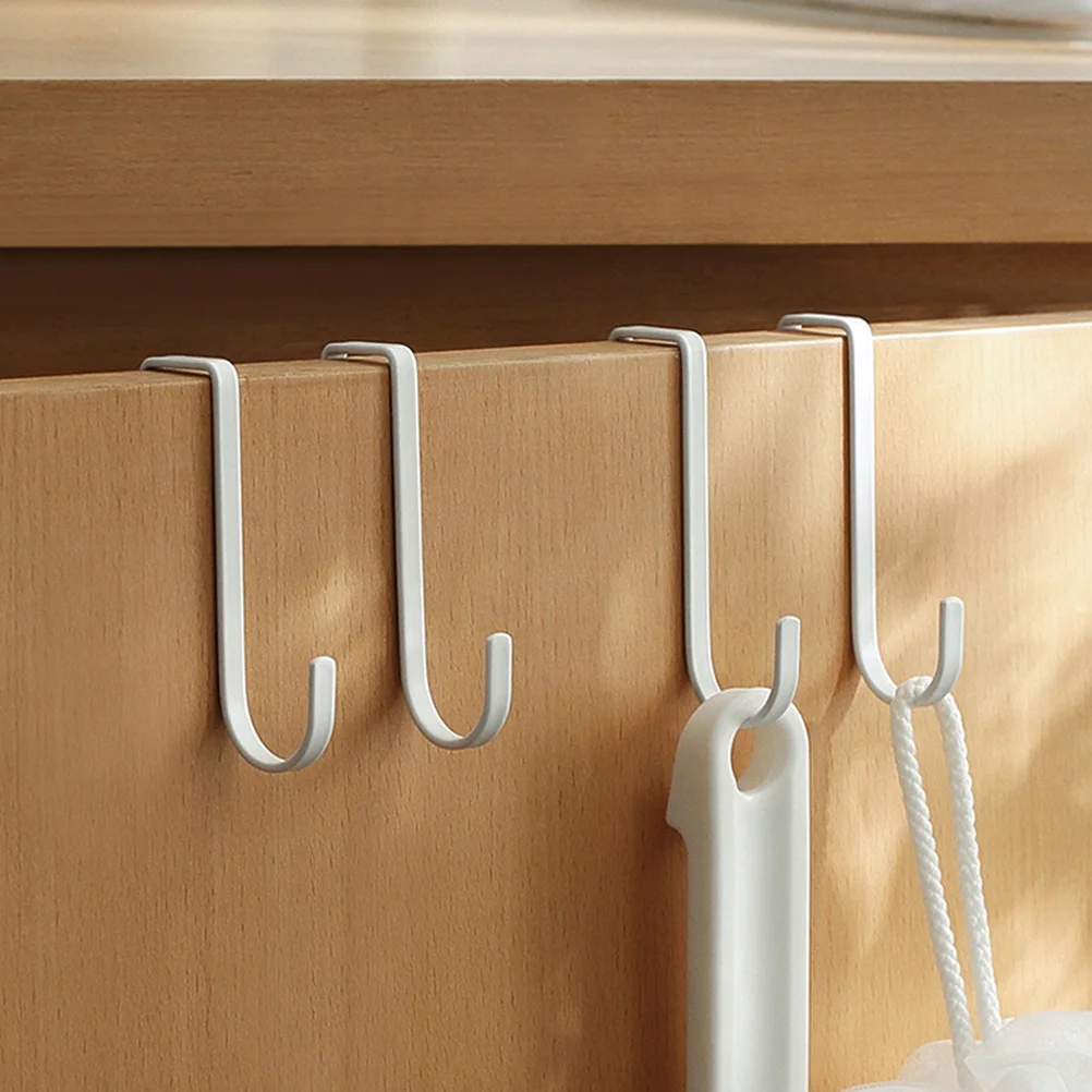 2 Pcs Stainless Steel Hooks Double Row Hangers Punch Free Bag Hooks Door Household Clothes Practical Coat Wall