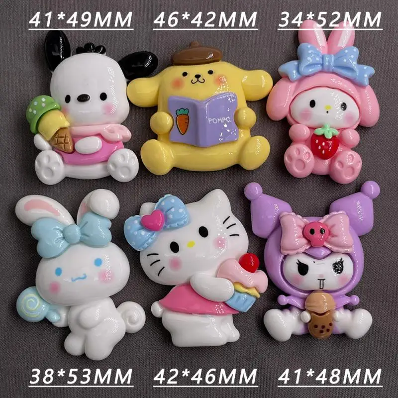 

Kawaii Sanrio Hellokitty Kuromi Mymelody Cinnamoroll Pompompurin Resin Accessories Diy Large Hair Clip Patch Gift Toys For Girls