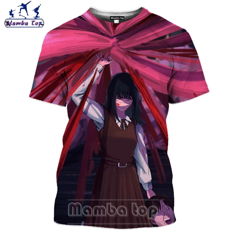 

2024 Summer Fashion Chainsaw Hentai 3D Printed Animated Girls Unisex Fashion Casual Comfortable Breathable Plus Size Top