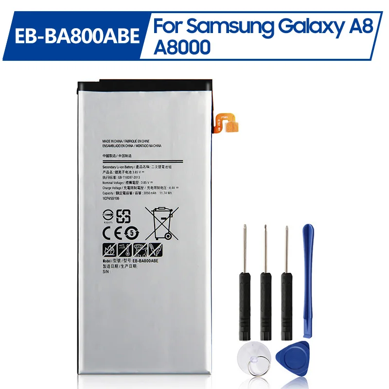 

Replacement Battery EB-BA800ABE For Samsung GALAXY A8 A8000 A800F A800S A800YZ Rechargeable Phone Battery 3050mAh