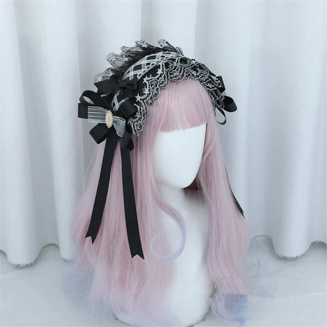 Lolita accessories headwear black pink girl headband hair