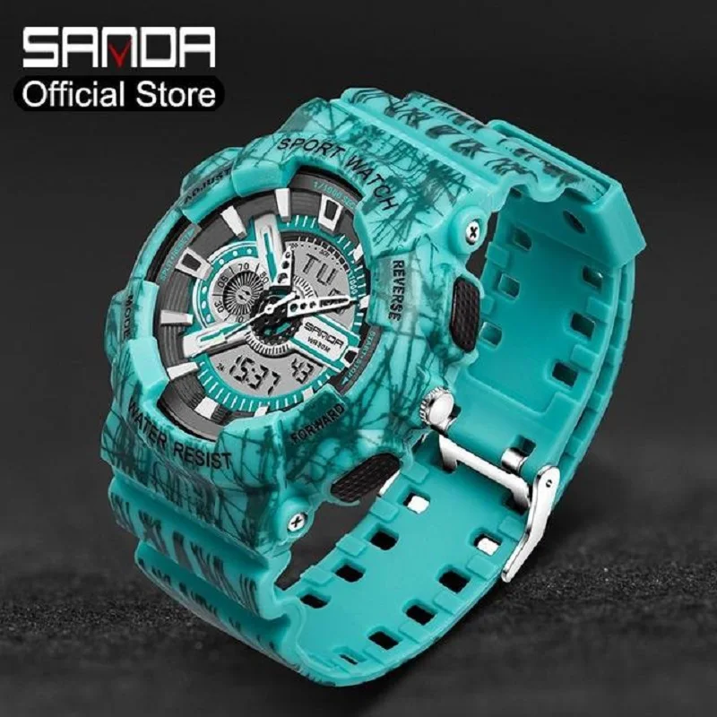 2023 NeMen's Brand Sports Watch Sanda 799 Style Shock Military Army Men Camouflage Luxury Strap Waterproof Led Digital Quartz casio g shock wasted youth collaboration digital quartz dw 5900wy 2 dw5900wy 2 200m мужские часы