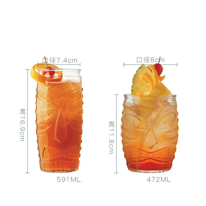 Drinking Glass Bar Grimace Cocktail Glass Thickened Totem Glass Tiki Cup Halloween Grimace Drink Juice Hawaii Drinkware Bar Gifts