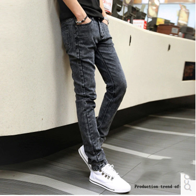 Spring And Autumn 2022 Teenagers Denim Plus Size Men's Jeans Korean Small Feet Pants Slim Stretch Casual Teenagers Pencil Pants