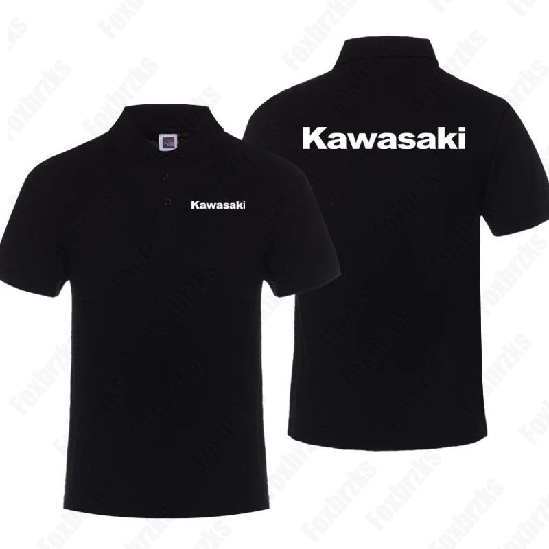 

2024 New Summer All-match Kawasakis Ninja Motorcycle Polo Shirt Team Uniform Cycling Short-sleeved Men's Half-sleeved Tops