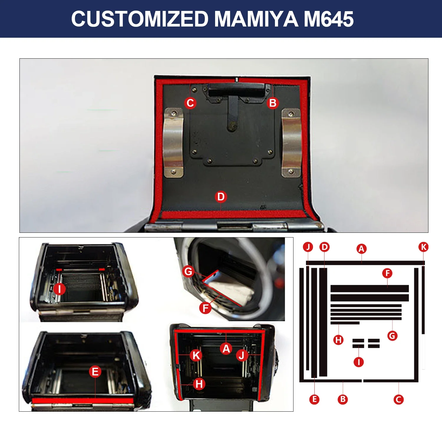 eTone Pre-cut Light Seal Foam Sponge Replacement Repair Kits for Mamiya M645/M645 J/M645 1000S Camera Accessories