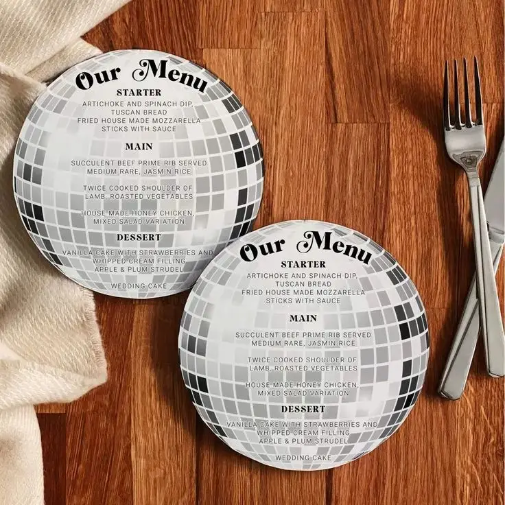 Round Creative Business Card Print Design Postcard Circle Wedding Menu For Dinner Table Baby Shower Bridal Shower