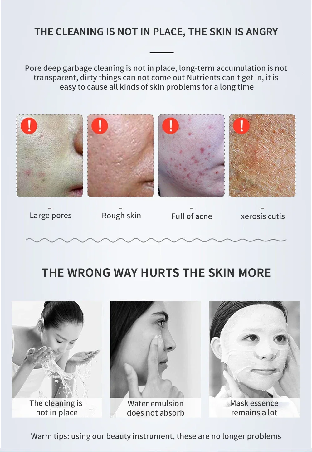 Facial Mesotherapy Electroporation RF&EMS Radio Frequency Photon Face Lifting Tighten Wrinkle Removal Skin Care Tools 3