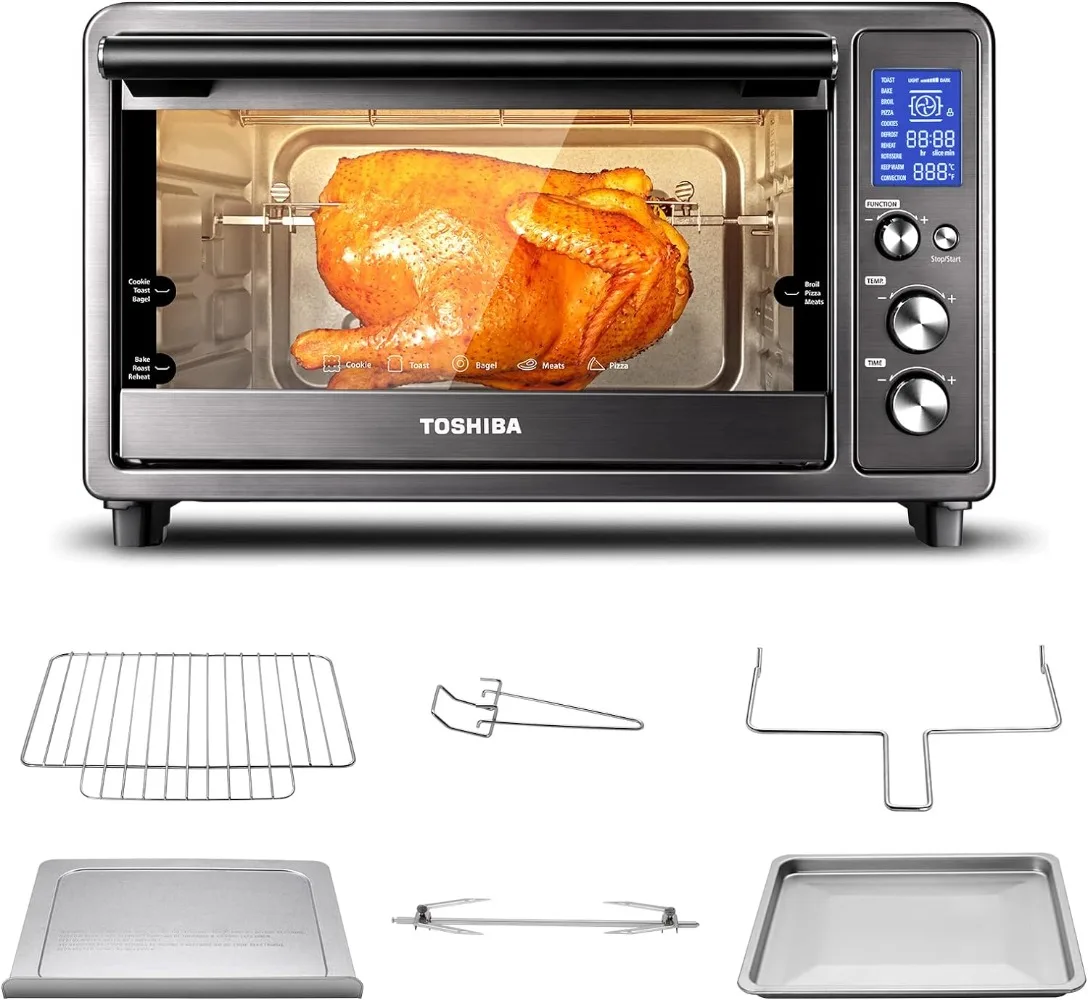 

Toshiba Speedy Convection Toaster Oven Countertop with Double Infrared Heating, 10-in-1 with Toast, Pizza, Rotisserie