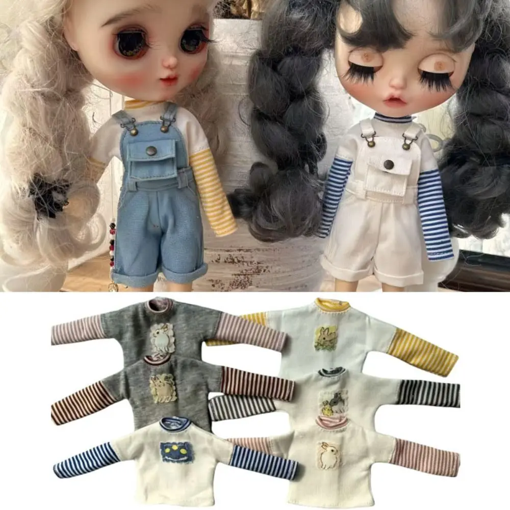 DIY Handmake Fashion Stripe Shirt 6 Styles DIY Gift T-shirt Tops Casual Wear Shirts for for blythe Dolls