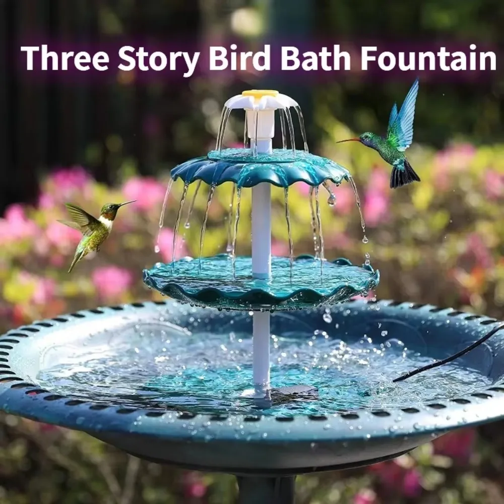 Three Layer Flowing Solar Fountain with 3.5W Various DIY Detachable Three Colors Solar Water Pump for Outdoor Bird Bath Feeder
