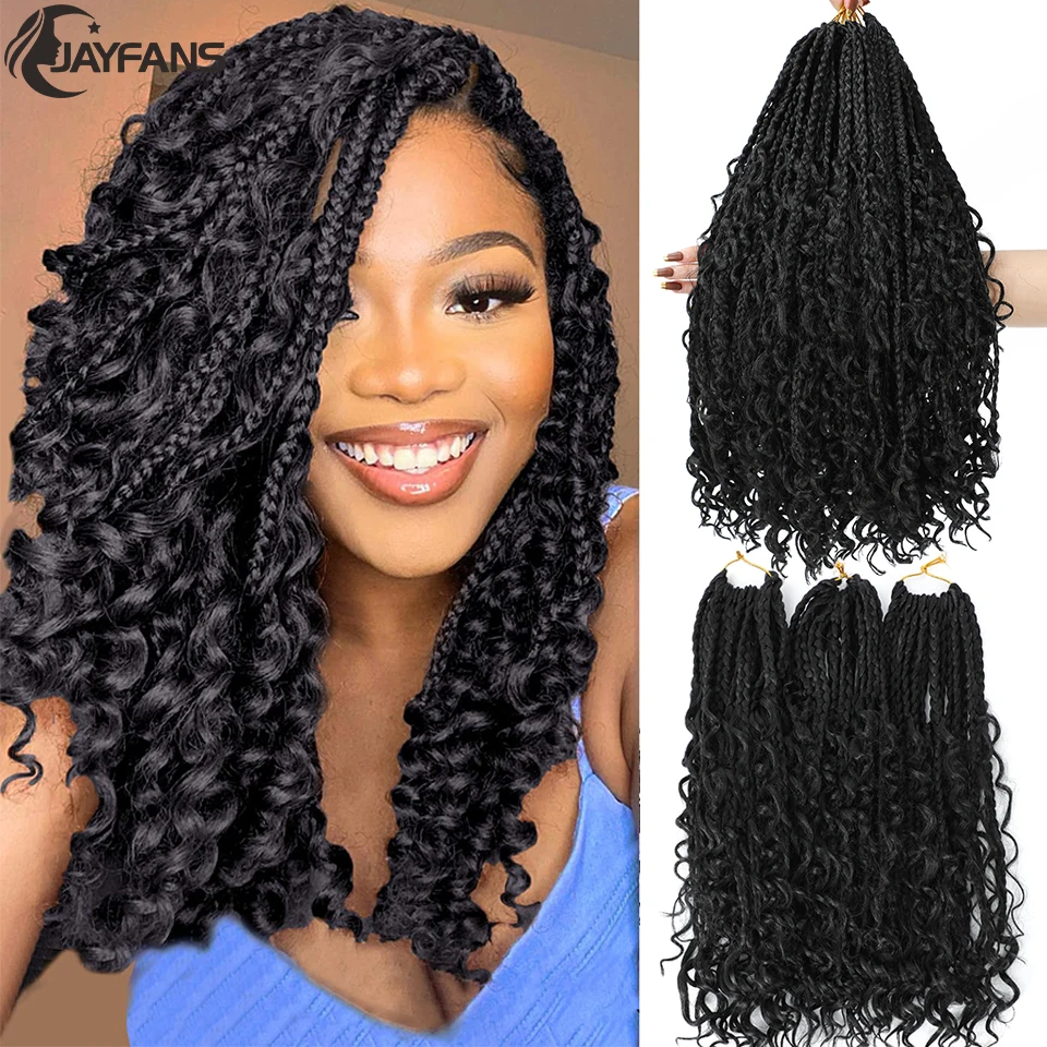 18 Long Boho Box Tranças Goddess Box Braids Cabelo de Crochê