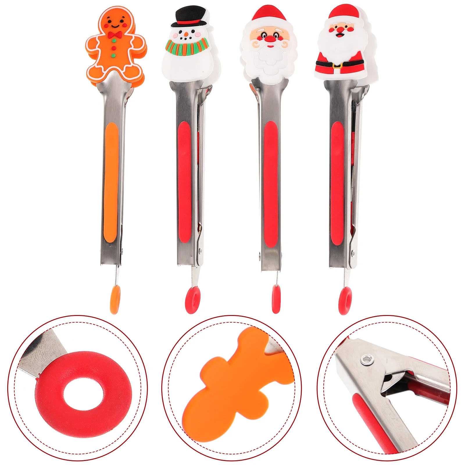 

Christmas Silicone Mini Tongs 7 Inch Christmas Style Tongs Small Kids Colourful Tongs Serving Food Sugar Ice Cube