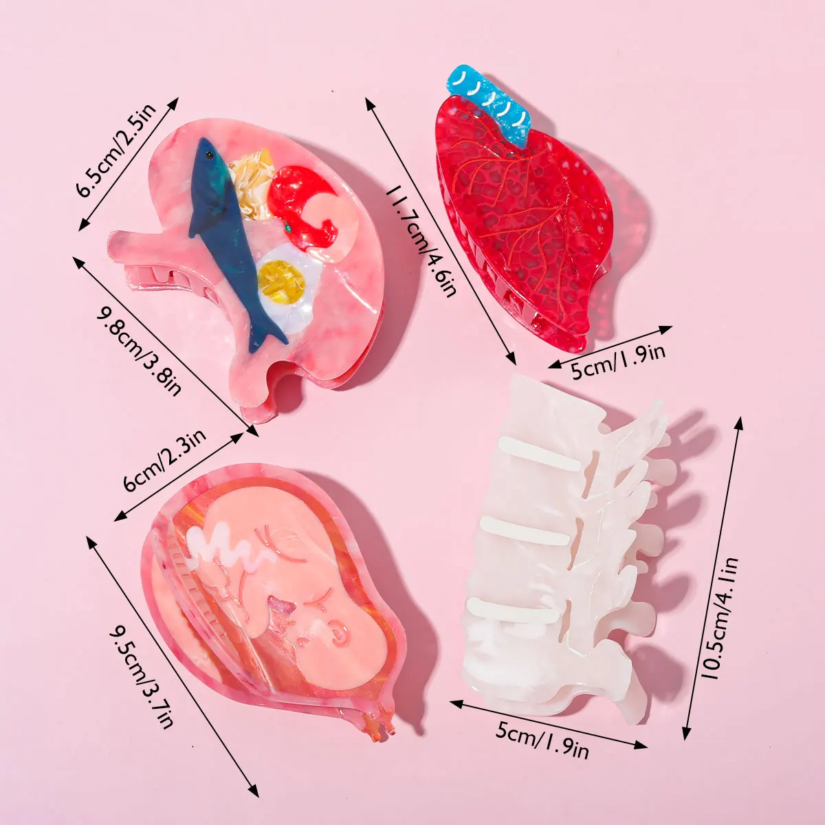1 pezzo Fermaglio per capelli personalizzato a forma di infermiera, medico, stomaco, polmoni, utero, ossa._voghion.com