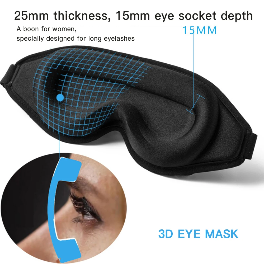 3D Sleeping Mask Memory Foam Sleep Eye Mask for Long Eyelashes Block