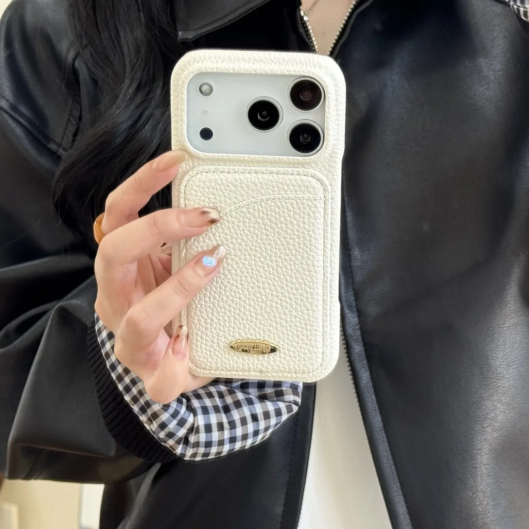 Luxury Elegant Leather Card Slot Wallet Case with Card Holder and Shell Phone Cover