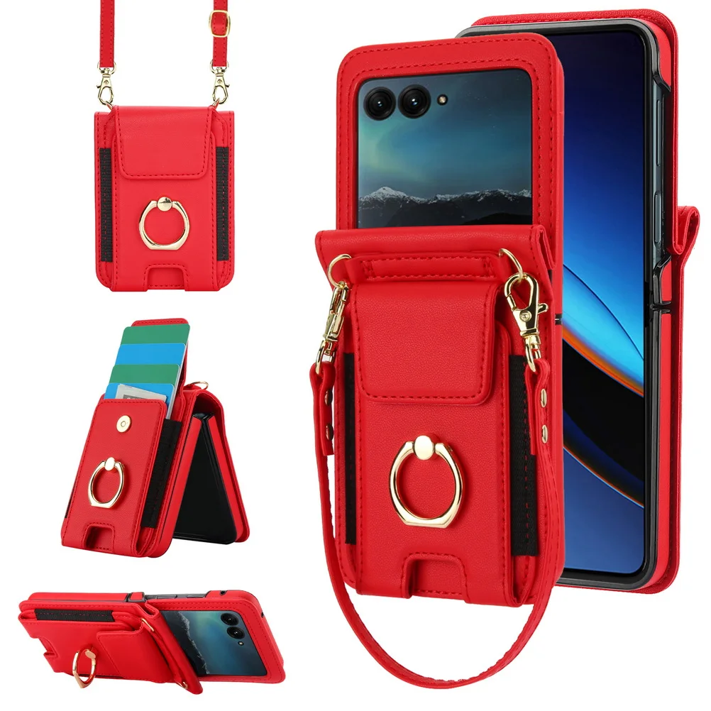 Elastic Card Holder Wallet with Buckle Ring and Lanyard Chain