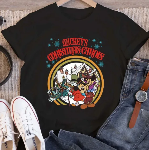 Retro Mickeys Christmas Carol Shirt, Mickeys Very Merry, Camicia Di Natale