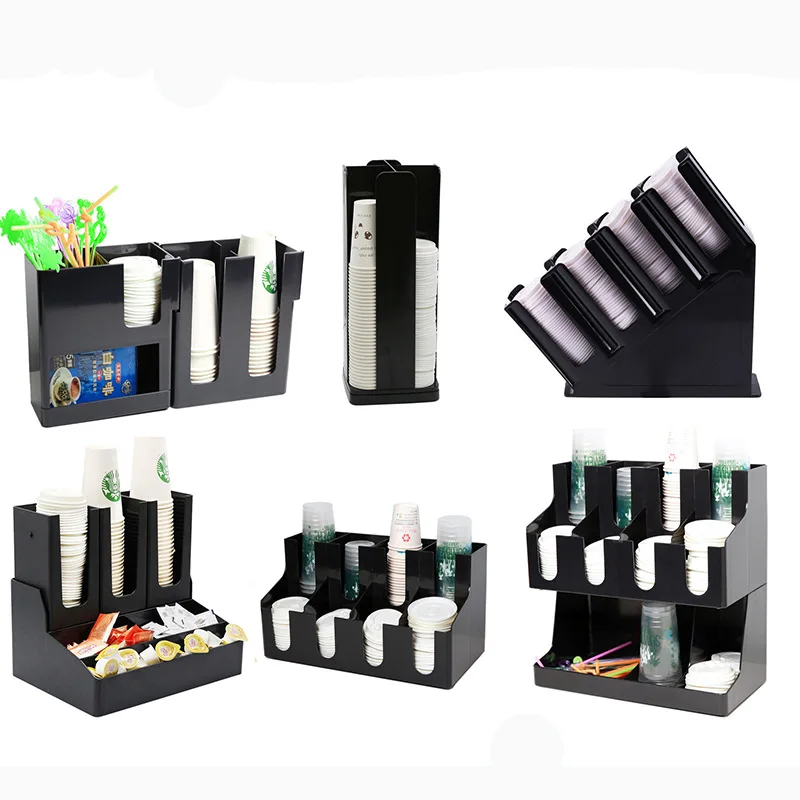 Foldable Cup Holder Multi-purpose Bar Counter Milk Tea Coffee Shop Cup Holder Straw Tissue Box Plastic Paper Storage Rack