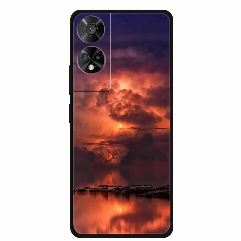Original Soft Silicone TPU Phone Case Back Cover - Fashion Planet Design, Black Bumper