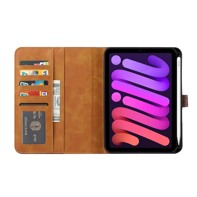 For iPad Mini 6 Case Luxury Flip Leather Book Tablet Cover With Cards Slot Wallet Stand Sleeve For iPad Mini 6 8.3 2021