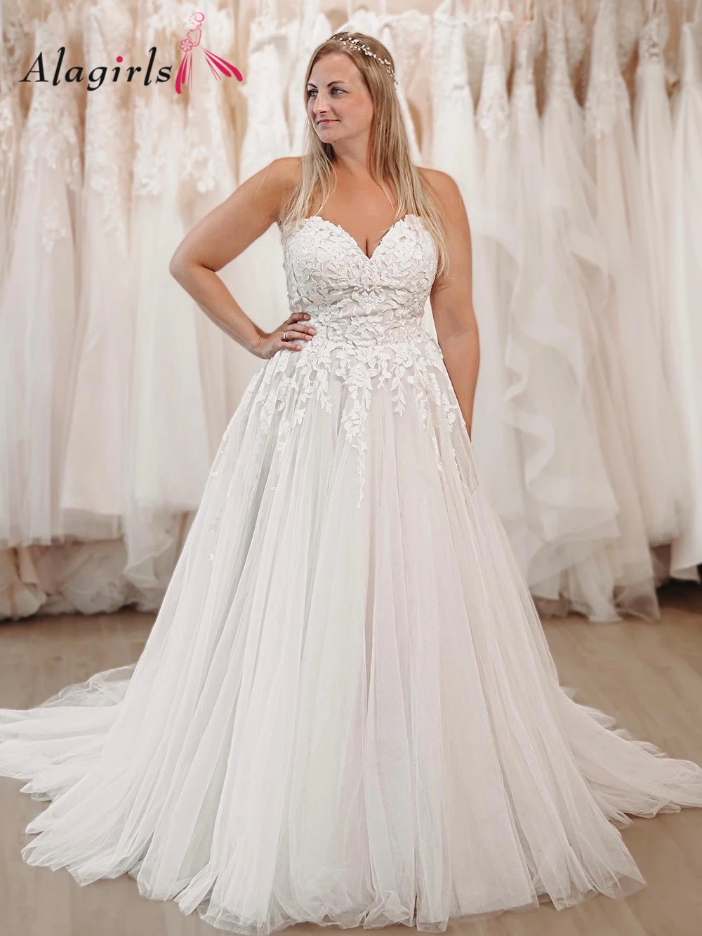 

Женское свадебное платье с открытыми плечами, с кружевной аппликацией, на бретельках