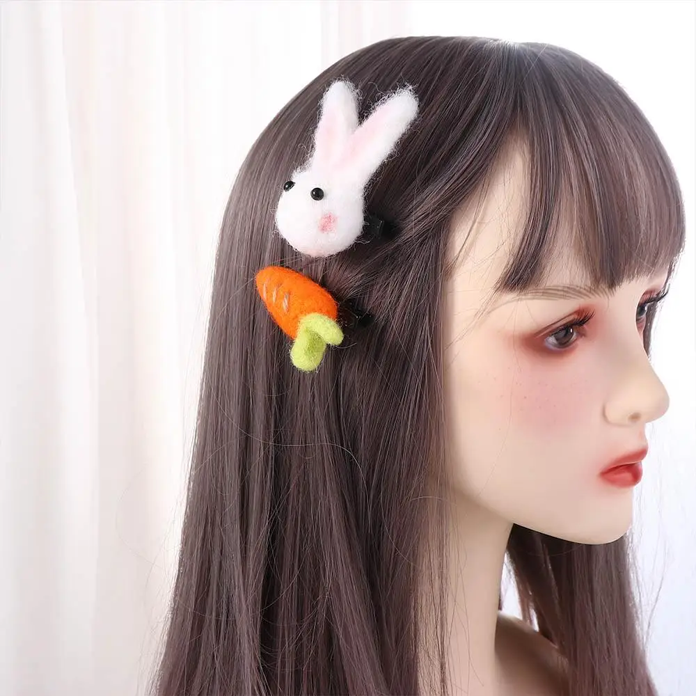 Sweet Plush Korean Hairpins Carrot Fashion Headdress Duckbill Clips Women Hairpins Rabbit Hair Clips Children's Barrettes